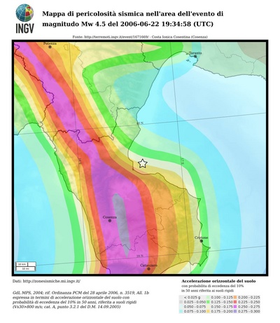 Mappa di pericolosità sismica