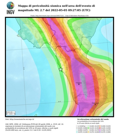 Mappa di pericolosità sismica