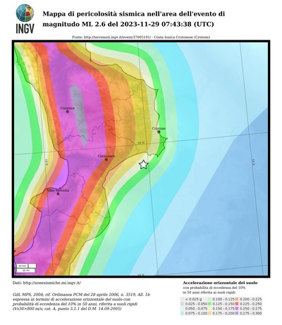 Mappa di pericolosità sismica