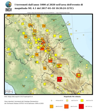 I terremoti dall'anno 1000 al 2019