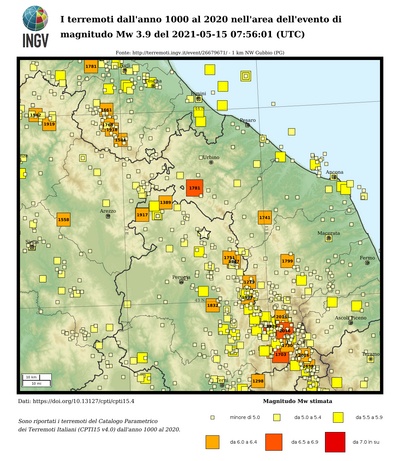 Earthquakes since 1000 AD until 2019