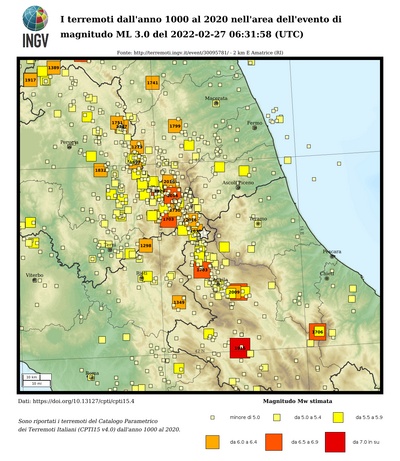 Earthquakes since 1000 AD until 2019