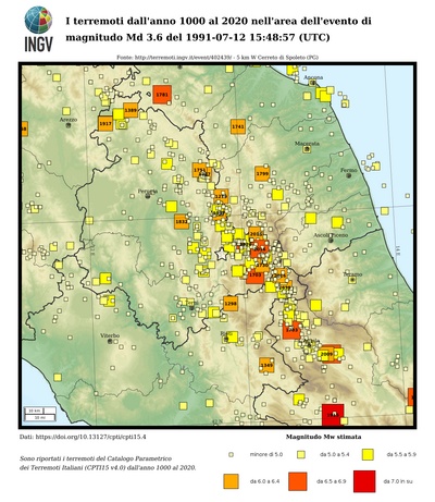 I terremoti dall'anno 1000 al 2019