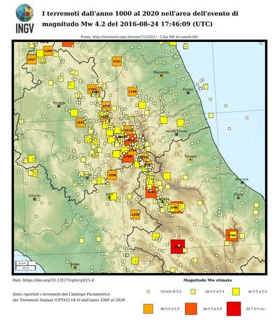 I terremoti dall'anno 1000 al 2019