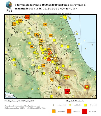 I terremoti dall'anno 1000 al 2019