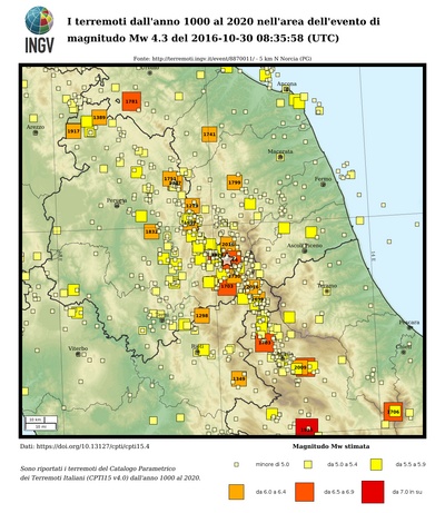 I terremoti dall'anno 1000 al 2019