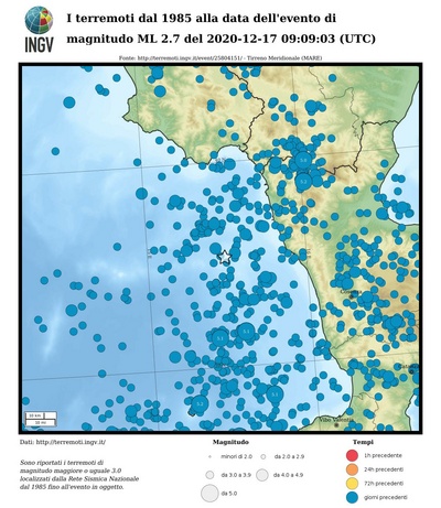 Earthquakes from 1985 to the date of the event