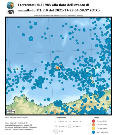 I terremoti dal 1985 alla data dell'evento