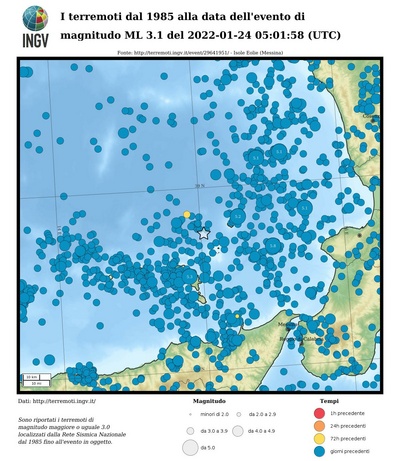 I terremoti dal 1985 alla data dell'evento