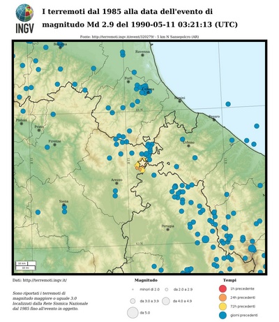 Earthquakes from 1985 to the date of the event