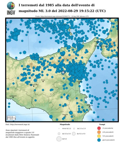 I terremoti dal 1985 alla data dell'evento