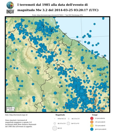 I terremoti dal 1985 alla data dell'evento