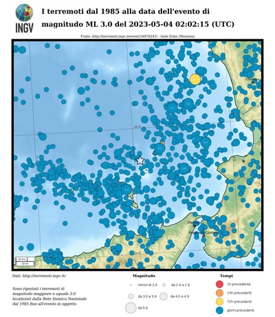 I terremoti dal 1985 alla data dell'evento