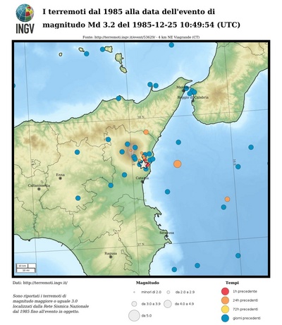I terremoti dal 1985 alla data dell'evento