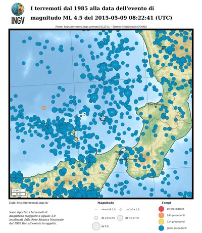 I terremoti dal 1985 alla data dell'evento