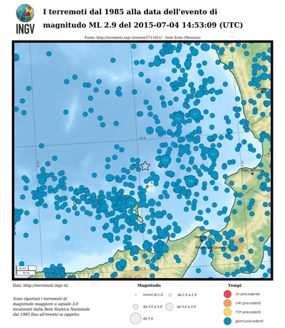 I terremoti dal 1985 alla data dell'evento