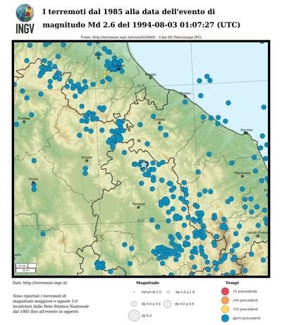 Earthquakes from 1985 to the date of the event