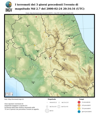 I terremoti dei 3 giorni precedenti l'evento