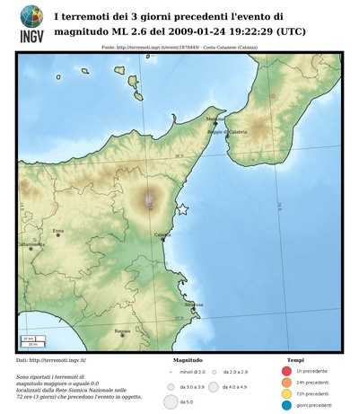 I terremoti dei 3 giorni precedenti l'evento