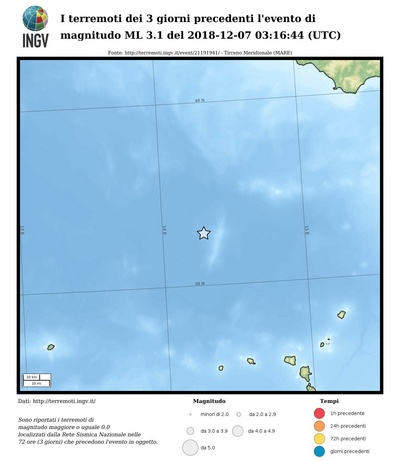 I terremoti dei 3 giorni precedenti l'evento