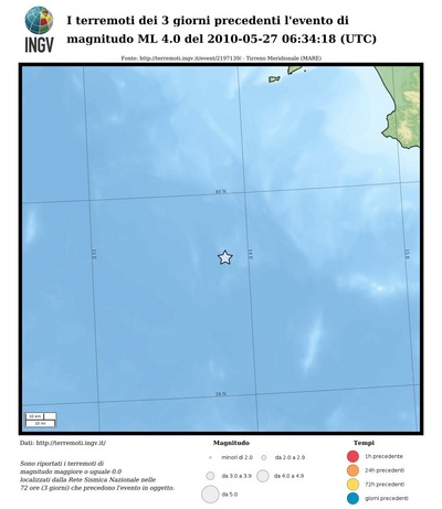 I terremoti dei 3 giorni precedenti l'evento