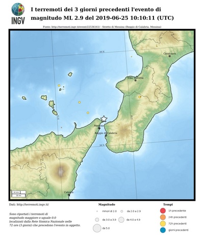 I terremoti dei 3 giorni precedenti l'evento