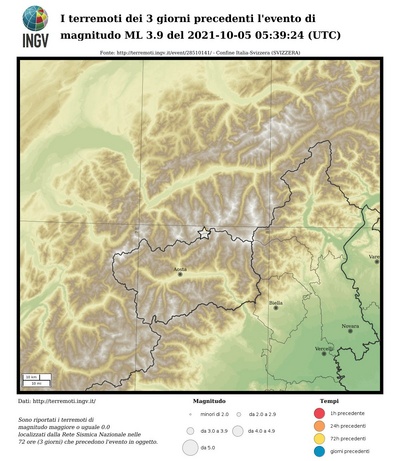 Earthquakes of the 3 days preceding this event