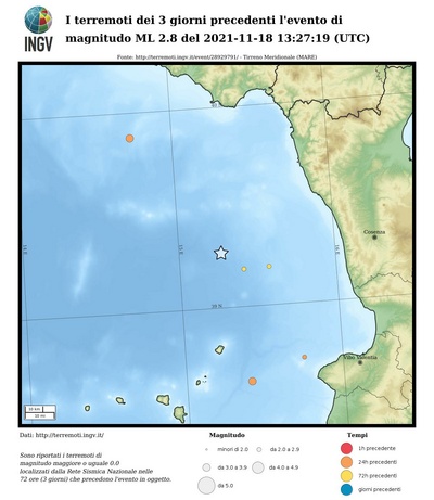 Earthquakes of the 3 days preceding this event