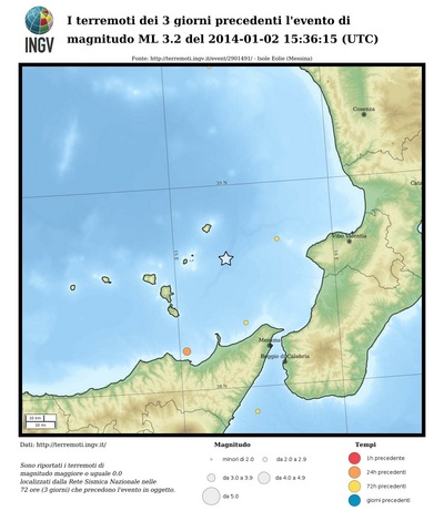 I terremoti dei 3 giorni precedenti l'evento