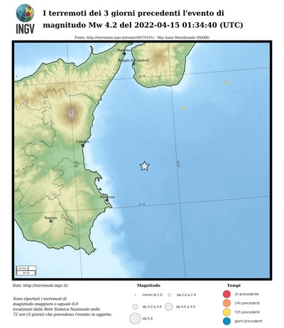 Earthquakes of the 3 days preceding this event