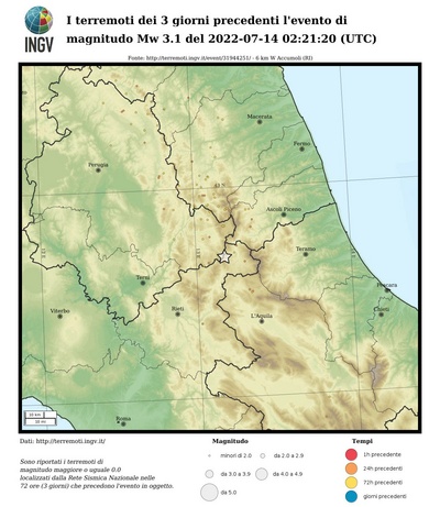 Earthquakes of the 3 days preceding this event