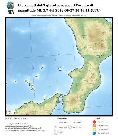 Earthquakes of the 3 days preceding this event