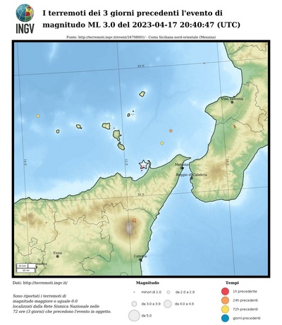 Earthquakes of the 3 days preceding this event