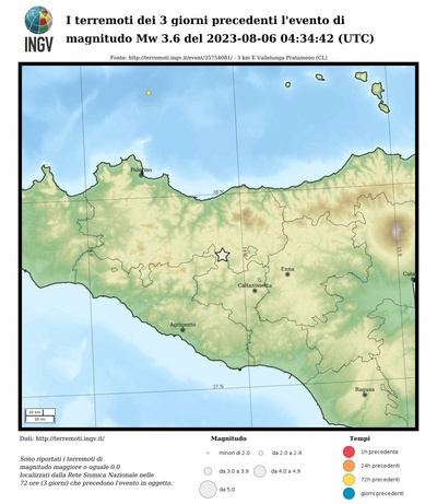 I terremoti dei 3 giorni precedenti l'evento