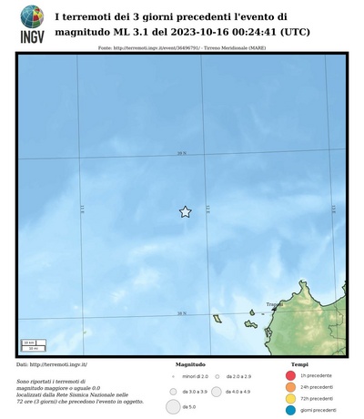 I terremoti dei 3 giorni precedenti l'evento