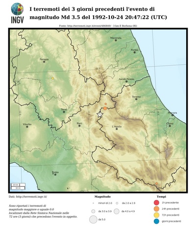 Earthquakes of the 3 days preceding this event