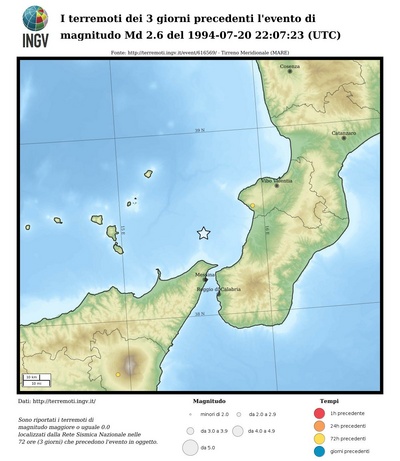 Earthquakes of the 3 days preceding this event