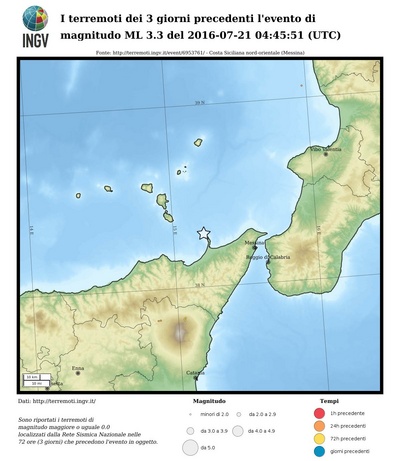 I terremoti dei 3 giorni precedenti l'evento