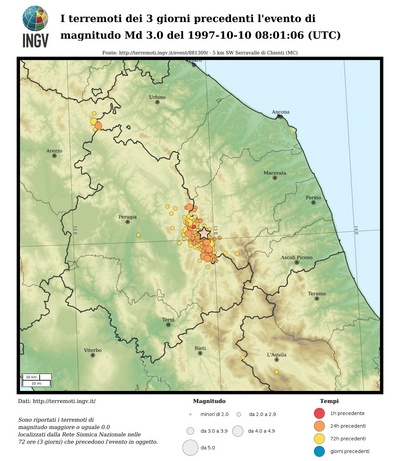 Earthquakes of the 3 days preceding this event