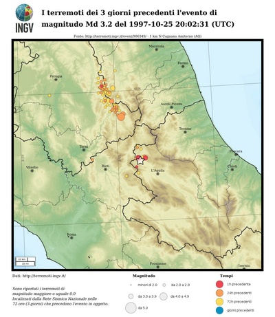 Earthquakes of the 3 days preceding this event