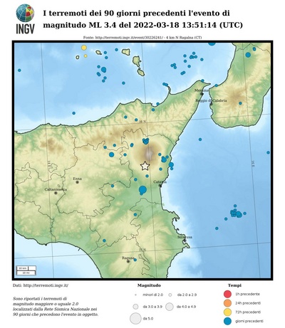 Earthquakes of the 90 days preceding this event