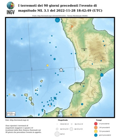 Earthquakes of the 90 days preceding this event