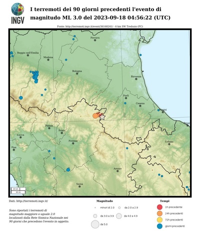 Earthquakes of the 90 days preceding this event