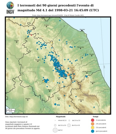 Earthquakes of the 90 days preceding this event