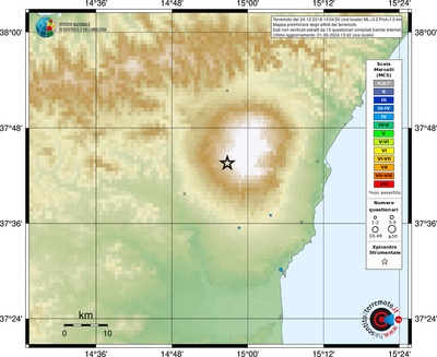 Preliminary map of the earthquake effects from the web questionnaire